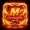A fiery gaming-themed logo featuring a glowing golden letter “M” surrounded by flames, with casino chips and dice below, and the text “MAST779GAME.COM” in the center.
